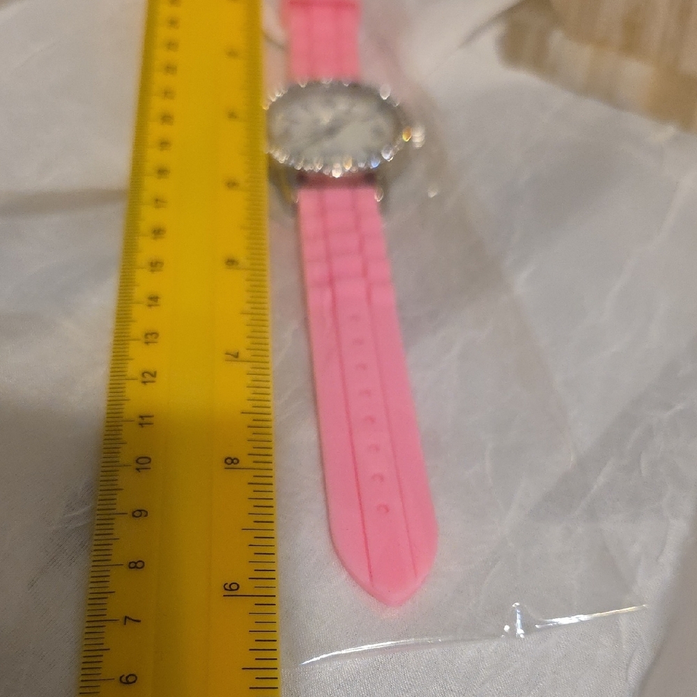 Geneva Quartz Watch with Pink Strap and Rhinestone Bezel - Picture 9 of 9